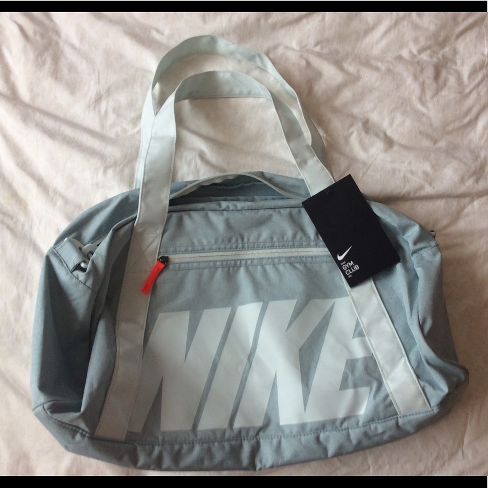 NIKE Gym Club 30L Duffel Bag Light Blue and White
